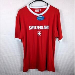Switzerland L Shirt Unisex Red Edelweiss NWT Souvenir Soccer Tee 100% Cotton